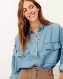 Hemden Und Blusen Sessùn |Botania Provencial Blue